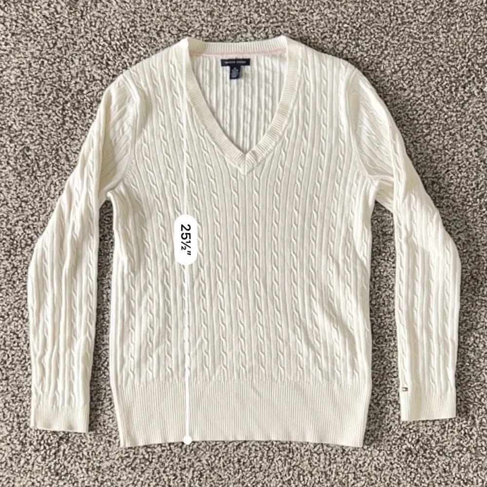 Vintage Y2K Tommy Hilfiger Cable Knit V-Neck Sweater - Prep Coastal Old Money - Picture 12 of 12